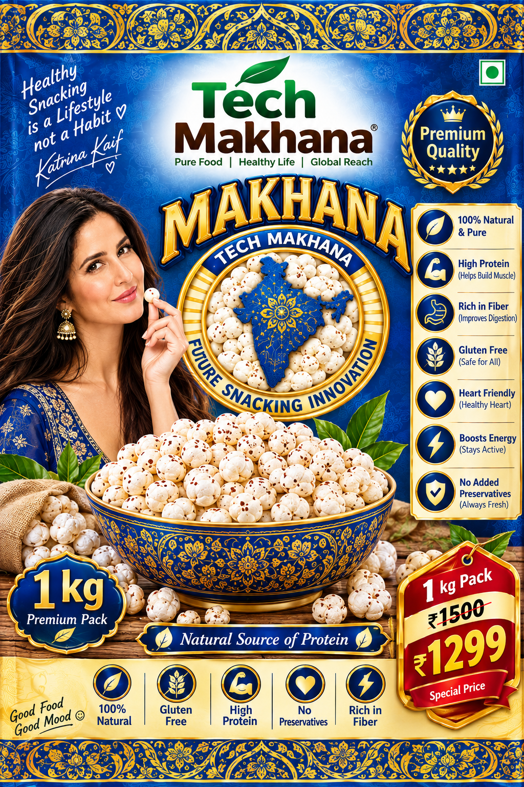 1Kg Pack Makhana–Nutritious Superfood | E-Health Food - Image 1