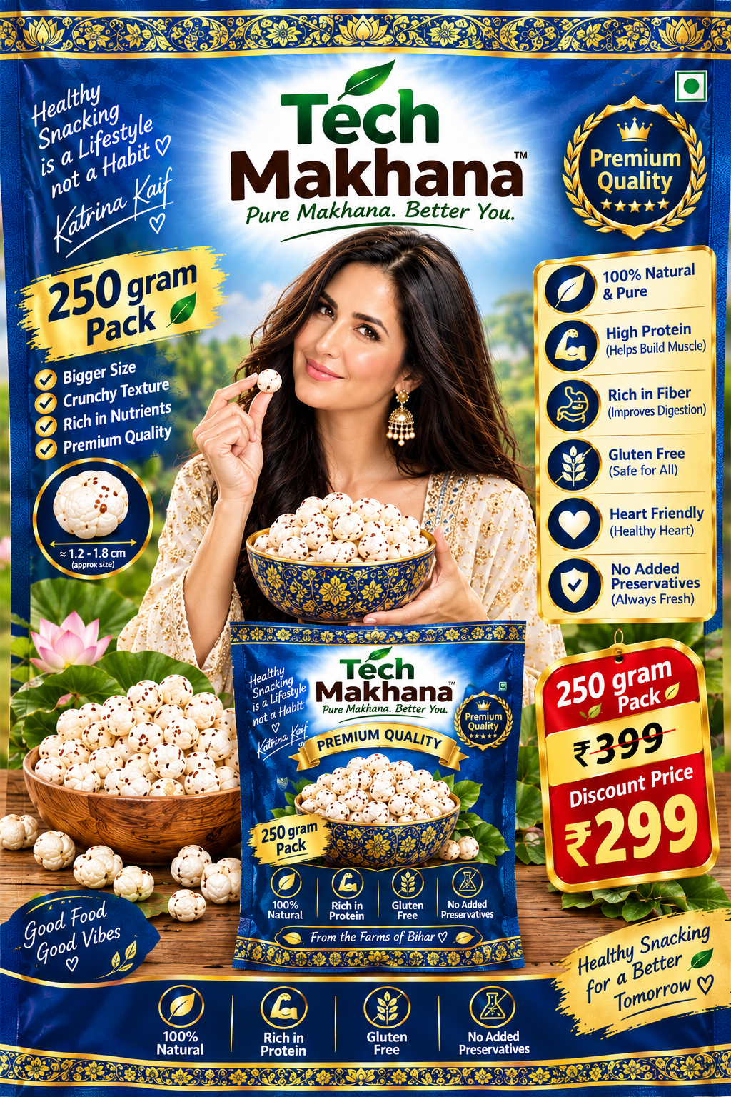 250gram Local Premium Quality 3 suta or 4 suta Pack Makhana - Image 2