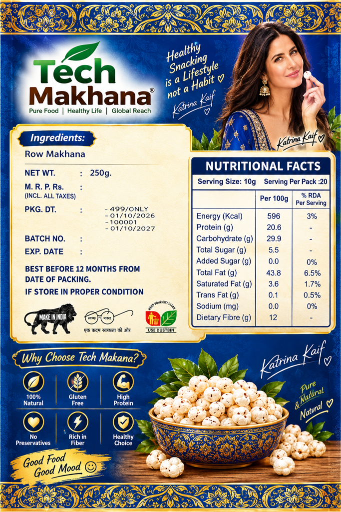 100 gram Makhana – Premium Quality Light & Crispy Nuts | E-Health Food quantity
