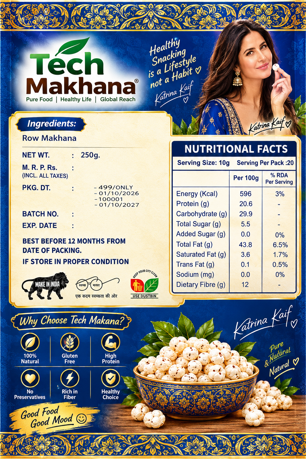 100 gram Makhana – Premium Quality Light & Crispy Nuts | E-Health Food quantity - Image 2