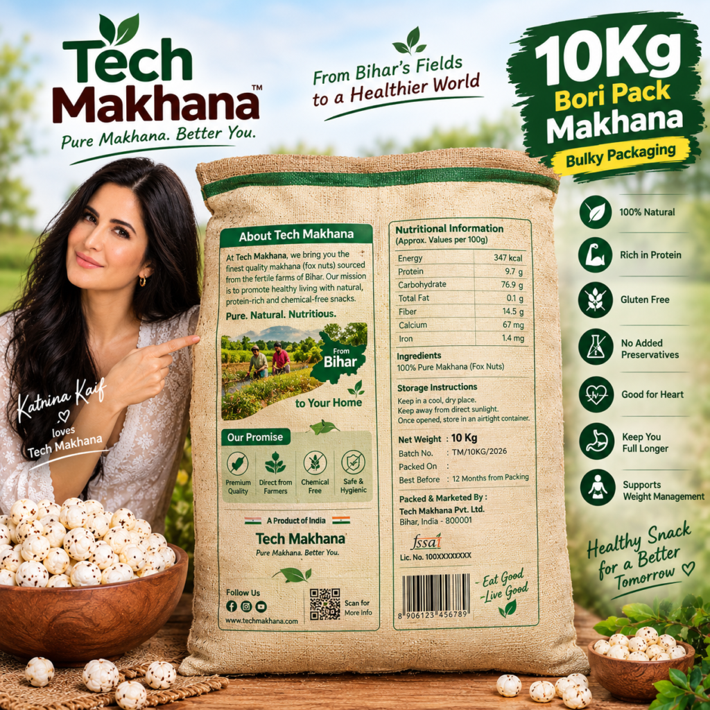10Kg Bori Premium Quality 5 suta or 6 suta Pack Makhana