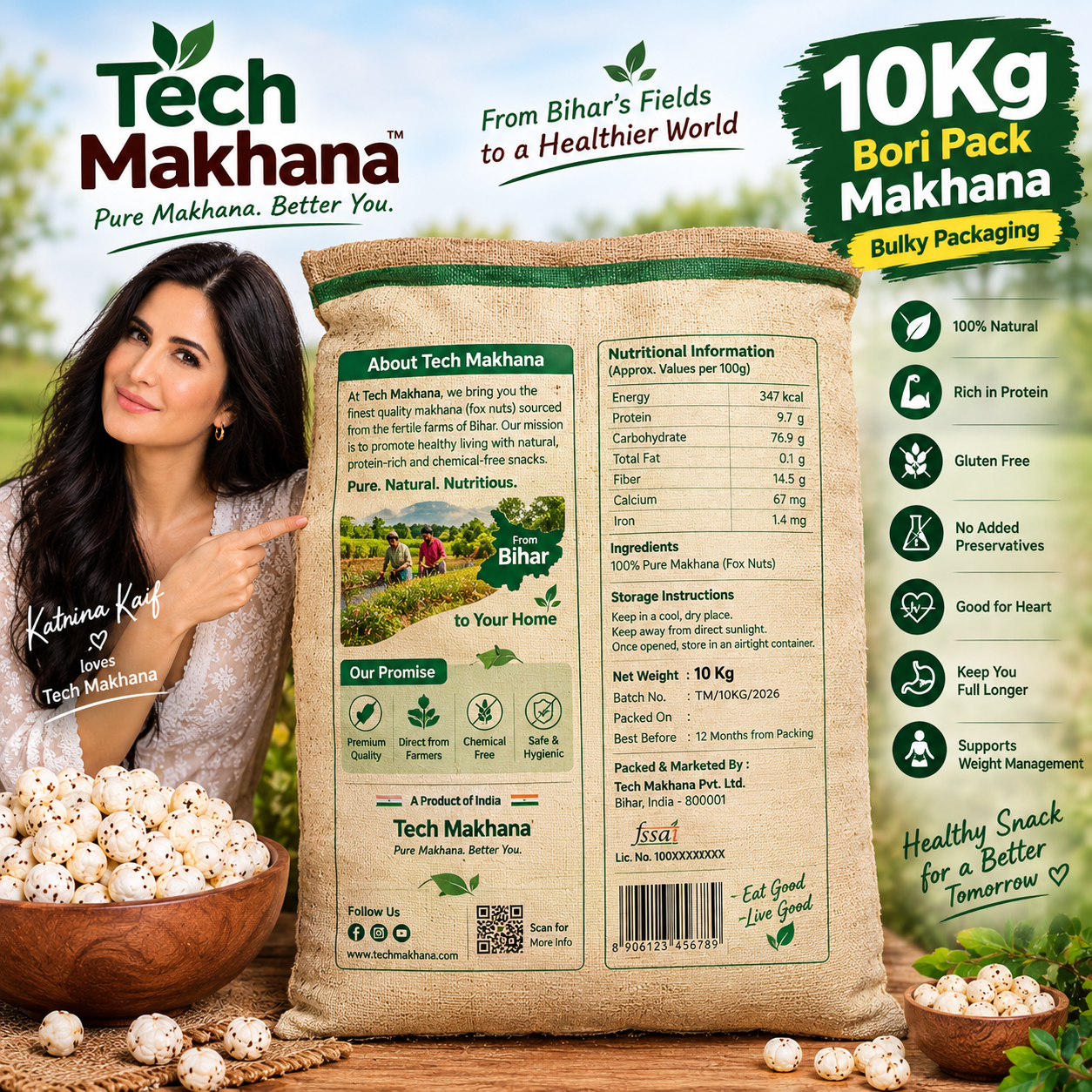 10Kg Bori Premium Quality 5 suta or 6 suta Pack Makhana - Image 3