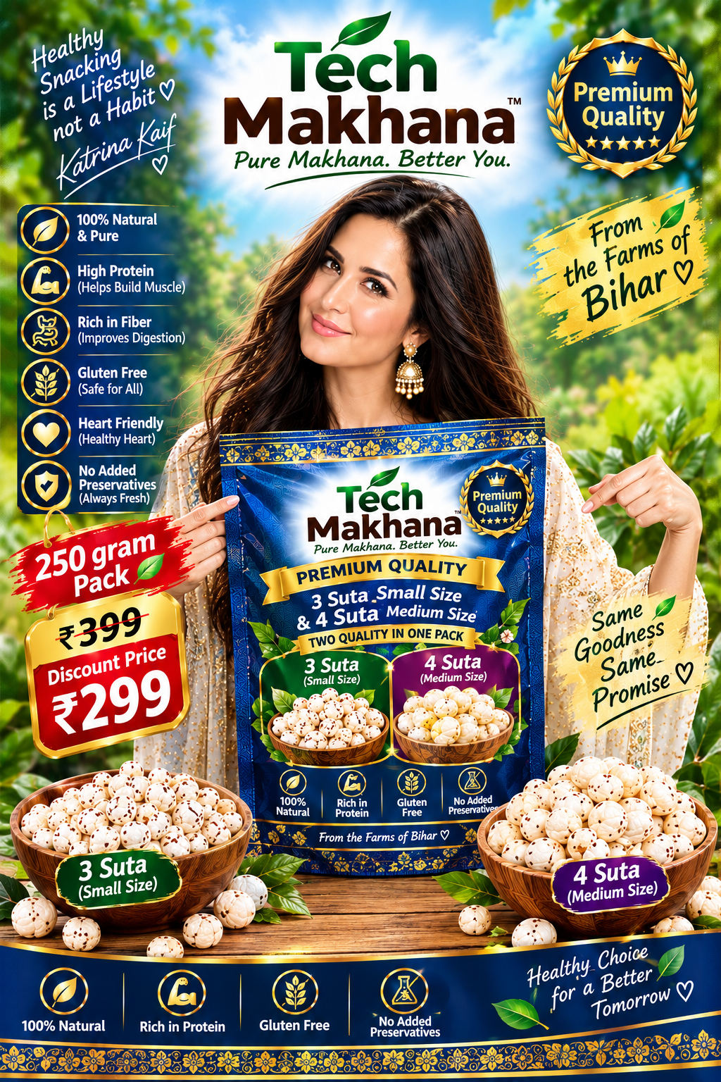 250gram Quality 3 suta or 4 suta Pack Makhana